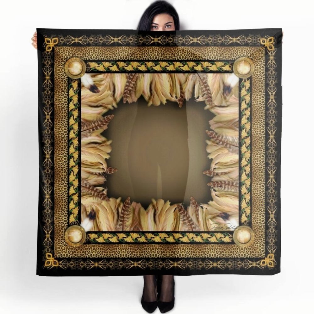 Egyptian Dream Catcher Tribal Wedding Shawl, Chiffon Oversized Square Scarf - Picture 3 of 13